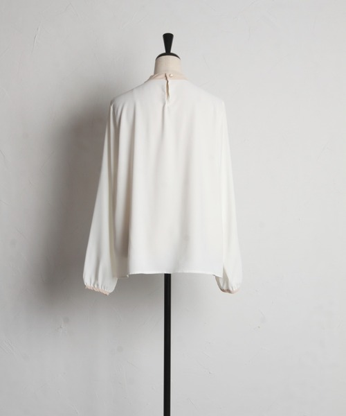 tocco closet(トッコ クローゼット)の「【ZOZO限定】バイカラーボウタイブラウス(シャツ/ブラウス・レディース・オフホワイト/ブルー/ブラック/ピンク・M)」の9枚目の写真