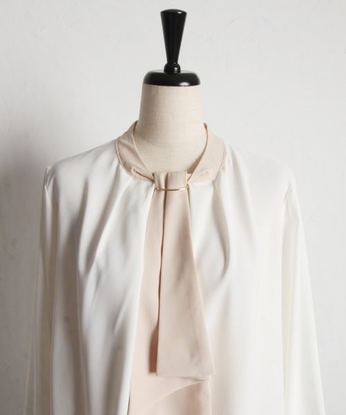 tocco closet(トッコ クローゼット)の「【ZOZO限定】バイカラーボウタイブラウス(シャツ/ブラウス・レディース・オフホワイト/ブルー/ブラック/ピンク・M)」の11枚目の写真
