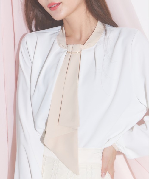 tocco closet(トッコ クローゼット)の「【ZOZO限定】バイカラーボウタイブラウス(シャツ/ブラウス・レディース・オフホワイト/ブルー/ブラック/ピンク・M)」の18枚目の写真