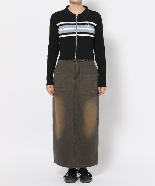 3.3 Field Trip （3.3フィールドトリップ）の「3.3 Field Trip／ロゴボーダーロングスリーブニット（カーディガン/ボレロ・レディース・ブラック/ネイビー・FREE）」の17枚目の写真