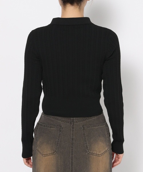 3.3 Field Trip （3.3フィールドトリップ）の「3.3 Field Trip／ロゴボーダーロングスリーブニット（カーディガン/ボレロ・レディース・ブラック/ネイビー・FREE）」の20枚目の写真