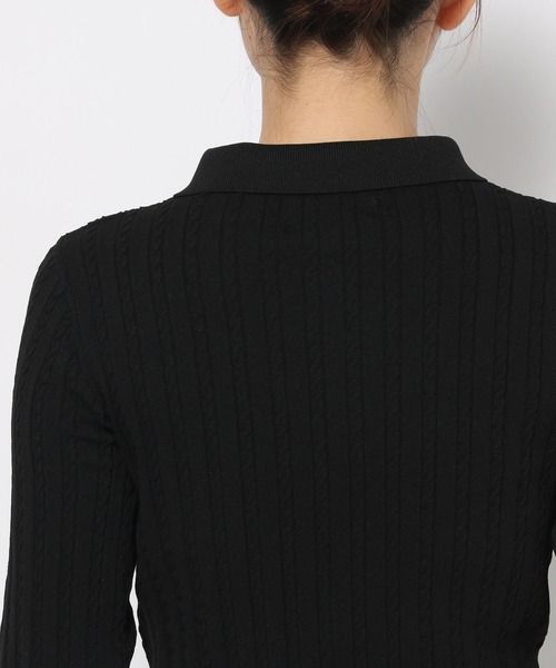 3.3 Field Trip （3.3フィールドトリップ）の「3.3 Field Trip／ロゴボーダーロングスリーブニット（カーディガン/ボレロ・レディース・ブラック/ネイビー・FREE）」の21枚目の写真