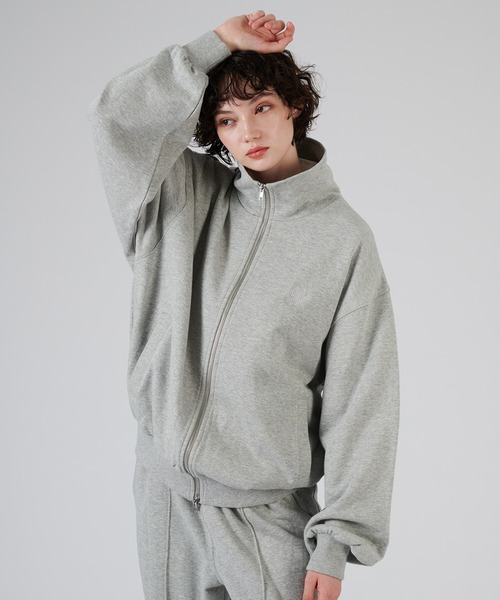 ONCILY（オンシェリー）の「STAND NECK FULL-ZIP SWEAT / スタンドネックフルジップスウェット（スウェット・メンズ・ブラック/杢グレー・LARGE/MEDIUM/SMALL）」の4枚目の写真