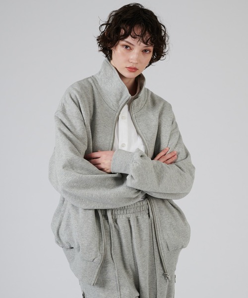ONCILY（オンシェリー）の「STAND NECK FULL-ZIP SWEAT / スタンドネックフルジップスウェット（スウェット・メンズ・ブラック/杢グレー・LARGE/MEDIUM/SMALL）」の8枚目の写真