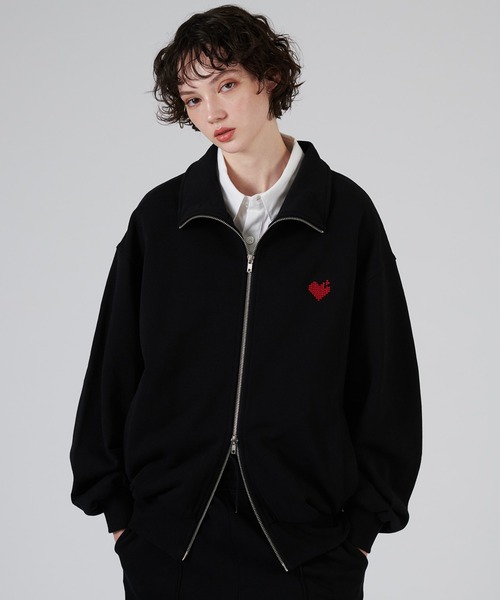 10/28TIMESALE❗️美品❗️ujoh ZIPスウェット黒　unisex セール】STAND NECK FULL-ZIP SWEAT / スタンドネックフルジップ