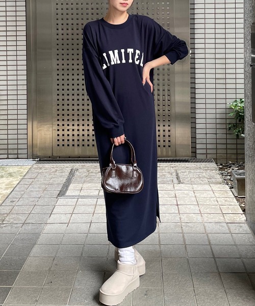 セール】【低身長用サイズ有】Iラインスウェットワンピース [大人