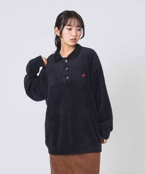 BEVERLY HILLS POLO CLUB(ビバリーヒルズポロクラブ)の「【Beverly Hills Polo Club/ビバリーヒルズポロクラブ】シャギーポロニット(ニット/セーター・レディース・ブラック/スミクロ/レッド/アイボリー・MEDIUM)」の13枚目の写真