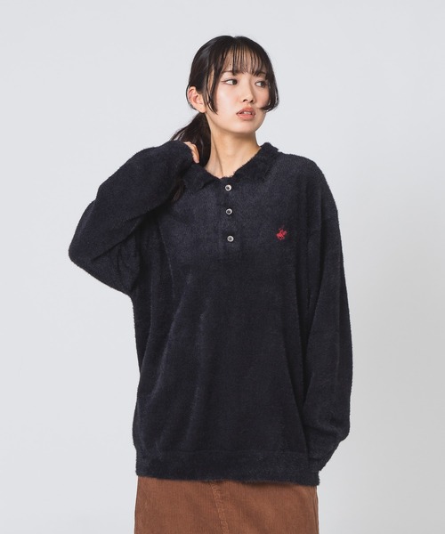 BEVERLY HILLS POLO CLUB(ビバリーヒルズポロクラブ)の「【Beverly Hills Polo Club/ビバリーヒルズポロクラブ】シャギーポロニット(ニット/セーター・レディース・ブラック/スミクロ/レッド/アイボリー・MEDIUM)」の14枚目の写真