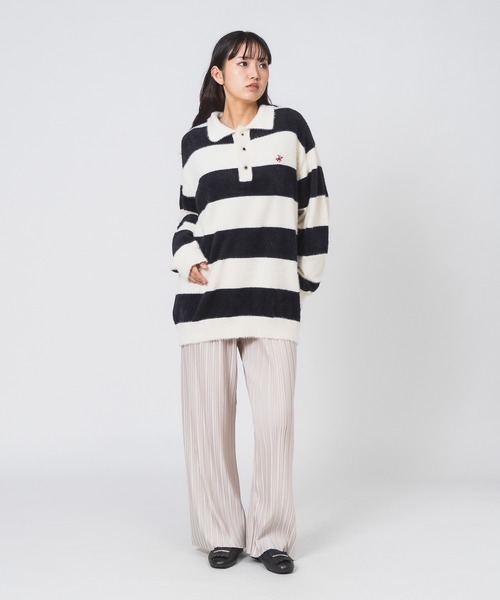 BEVERLY HILLS POLO CLUB(ビバリーヒルズポロクラブ)の「【Beverly Hills Polo Club/ビバリーヒルズポロクラブ】シャギーポロニット(ニット/セーター・レディース・ブラック/スミクロ/レッド/アイボリー・MEDIUM)」の19枚目の写真