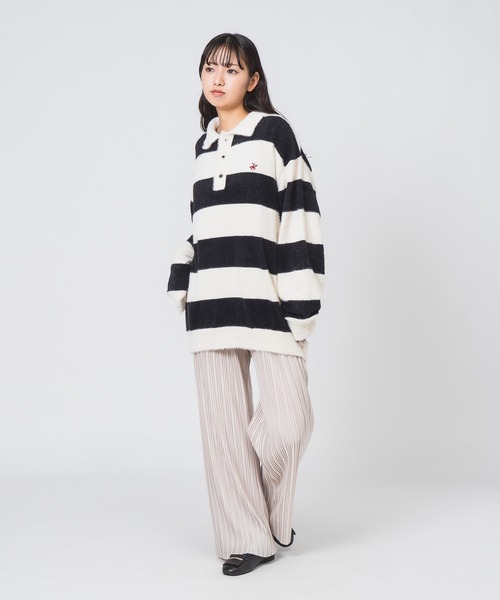BEVERLY HILLS POLO CLUB(ビバリーヒルズポロクラブ)の「【Beverly Hills Polo Club/ビバリーヒルズポロクラブ】シャギーポロニット(ニット/セーター・レディース・ブラック/スミクロ/レッド/アイボリー・MEDIUM)」の20枚目の写真