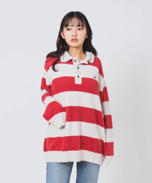 BEVERLY HILLS POLO CLUB(ビバリーヒルズポロクラブ)の「【Beverly Hills Polo Club/ビバリーヒルズポロクラブ】シャギーポロニット(ニット/セーター・レディース・ブラック/スミクロ/レッド/アイボリー・MEDIUM)」の21枚目の写真