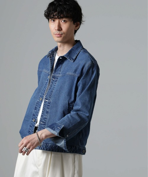 NANO universe(ナノユニバース)の「ライクラデニムブルゾン(デニムジャケット・メンズ・ネイビー/ブルー・M/L)」の22枚目の写真