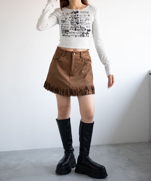 dispark(ディスパーク)の「DISPARK/ヘンリーネックグラフィックピチトップス(Tシャツ/カットソー・レディース・アイボリー/ブラック・FREE)」の3枚目の写真