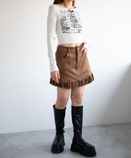 dispark(ディスパーク)の「DISPARK/ヘンリーネックグラフィックピチトップス(Tシャツ/カットソー・レディース・アイボリー/ブラック・FREE)」の8枚目の写真