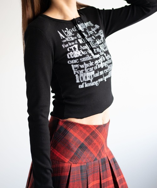 dispark(ディスパーク)の「DISPARK/ヘンリーネックグラフィックピチトップス(Tシャツ/カットソー・レディース・アイボリー/ブラック・FREE)」の10枚目の写真