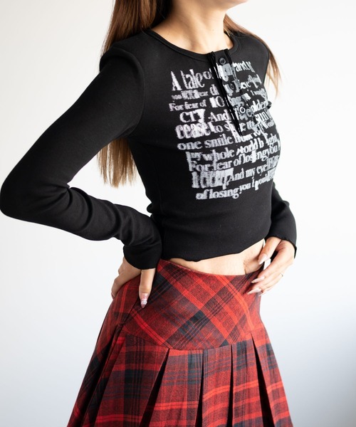 dispark(ディスパーク)の「DISPARK/ヘンリーネックグラフィックピチトップス(Tシャツ/カットソー・レディース・アイボリー/ブラック・FREE)」の11枚目の写真