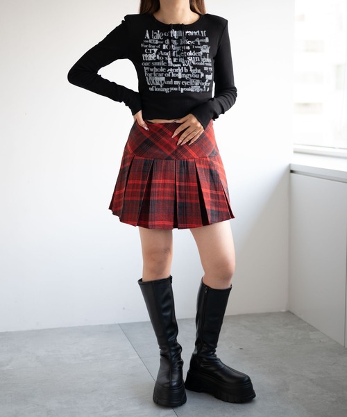 dispark(ディスパーク)の「DISPARK/ヘンリーネックグラフィックピチトップス(Tシャツ/カットソー・レディース・アイボリー/ブラック・FREE)」の12枚目の写真