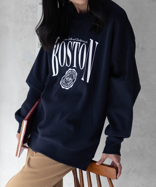 Mac-House（マックハウス）の「REALSTANDARD カレッジロゴ裏起毛スウェットクルーネック（スウェット・メンズ・オートミール/ネイビー/杢グレー/ダークグリーン・M/L/XL）」の16枚目の写真