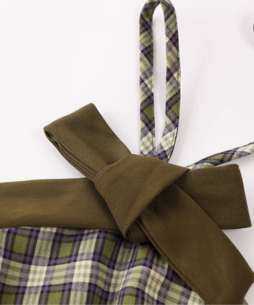 LA POMME petit（ラポミ・プチ）の「チェックリボンドレス Check Ribbon Dress（ワンピース・レディース・グリーン・SMALL/MEDIUM）」の3枚目の写真