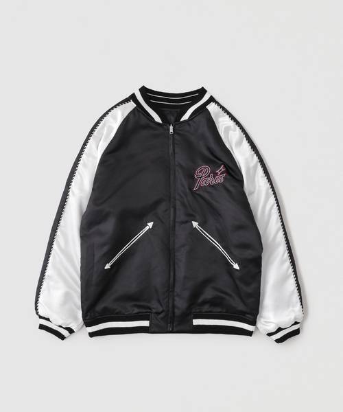 417 EDIFICE（フォーワンセブンエディフィス）の「PARIS BASKETBALL(パリ バスケットボール) 別注 リバーシブル スカブルゾン（スカジャン・メンズ・ブラック・MEDIUM/LARGE/X-LARGE）」の9枚目の写真