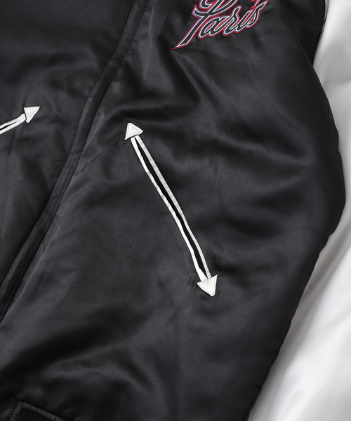 417 EDIFICE（フォーワンセブンエディフィス）の「PARIS BASKETBALL(パリ バスケットボール) 別注 リバーシブル スカブルゾン（スカジャン・メンズ・ブラック・MEDIUM/LARGE/X-LARGE）」の13枚目の写真