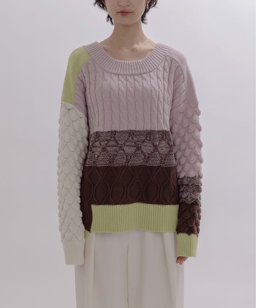 Eimee Law(エイミーロウ)の「MIXケーブルニット(ニット/セーター・レディース・アイボリー/ブラック/ライトグレー/チャコールグレー/ピンク/ネイビー・FREE)」の17枚目の写真