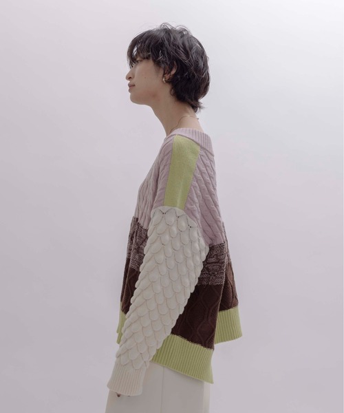 Eimee Law(エイミーロウ)の「MIXケーブルニット(ニット/セーター・レディース・アイボリー/ブラック/ライトグレー/チャコールグレー/ピンク/ネイビー・FREE)」の20枚目の写真