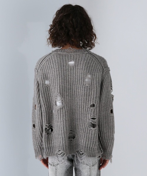 HARE(ハレ)の「ダメージウールニットプルオーバー(HARE)(ニット/セーター・メンズ・グレー/ブラック/パープル・FREE)」の14枚目の写真