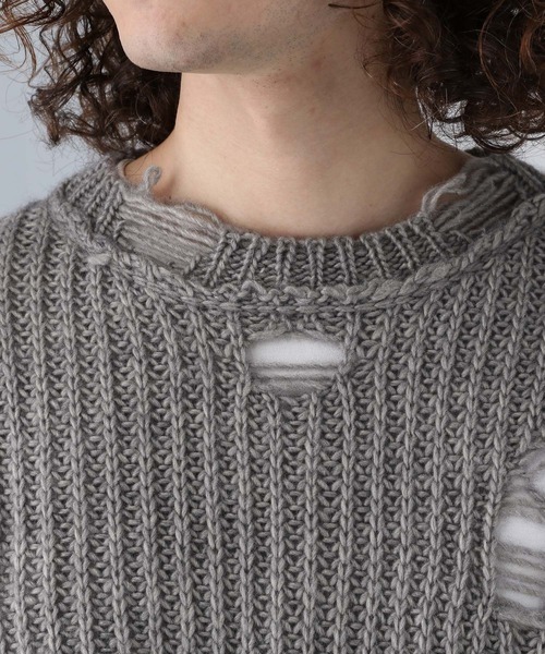 HARE(ハレ)の「ダメージウールニットプルオーバー(HARE)(ニット/セーター・メンズ・グレー/ブラック/パープル・FREE)」の15枚目の写真