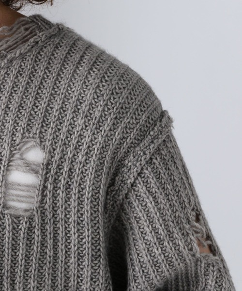 HARE(ハレ)の「ダメージウールニットプルオーバー(HARE)(ニット/セーター・メンズ・グレー/ブラック/パープル・FREE)」の16枚目の写真