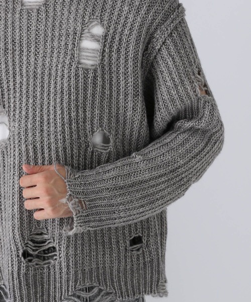 BIGダメージZIPカーディガン 新色予約受付中】BIGダメージZIP