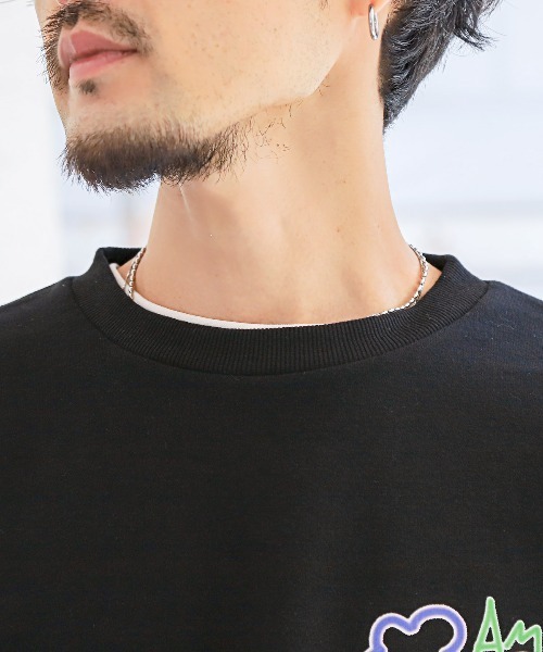 LUXSTYLE（ラグスタイル）の「裏起毛スプレーアート発泡プリントトレーナー（スウェット・メンズ・ホワイト/ブラック・M/L）」の11枚目の写真