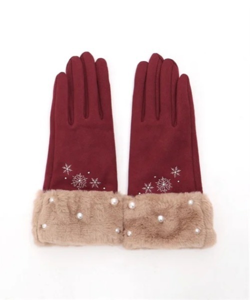 axes femme(アクシーズファム)の「雪刺繍×パールファー手袋(手袋・レディース・ワイン/サックスブルー/ブラック・FREE)」の5枚目の写真