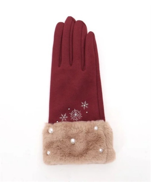 axes femme(アクシーズファム)の「雪刺繍×パールファー手袋(手袋・レディース・ワイン/サックスブルー/ブラック・FREE)」の7枚目の写真