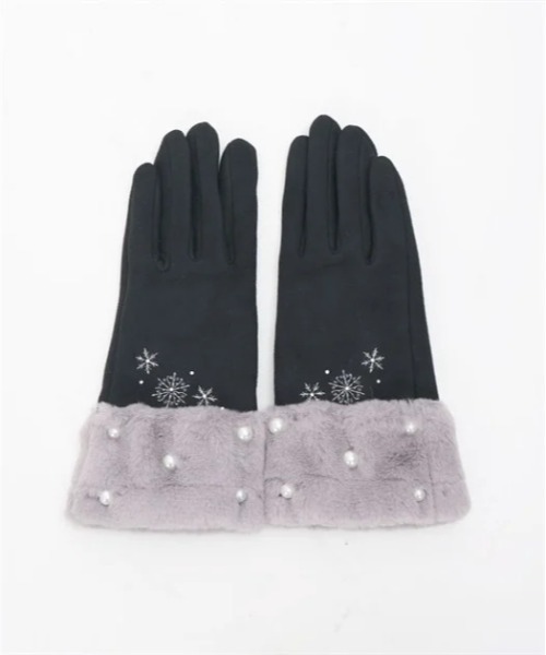 axes femme(アクシーズファム)の「雪刺繍×パールファー手袋(手袋・レディース・ワイン/サックスブルー/ブラック・FREE)」の18枚目の写真
