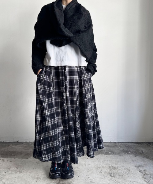 【セール】vent blanc / ヴァンブラン コットンフランネル チェックパネルスカート（スカート）｜vent blanc（ヴァンブラン）