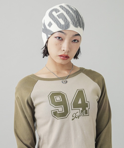 X-girl(エックスガール)の「NUMBERING RAGLAN L/S BABY TEE(Tシャツ/カットソー・レディース・ライトピンク/ブラック/ベージュ・S/M)」の12枚目の写真