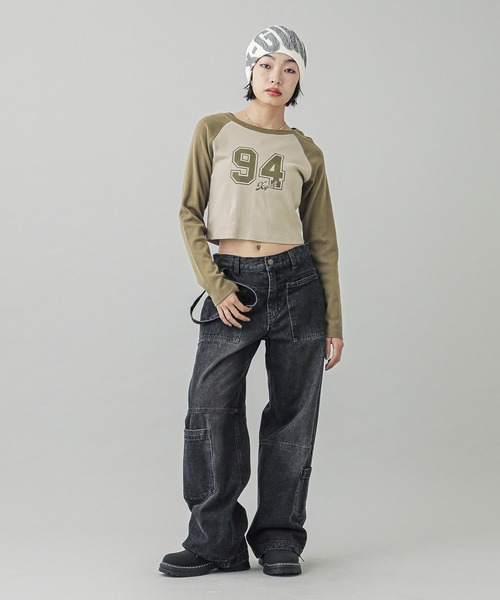 X-girl(エックスガール)の「NUMBERING RAGLAN L/S BABY TEE(Tシャツ/カットソー・レディース・ライトピンク/ブラック/ベージュ・S/M)」の14枚目の写真