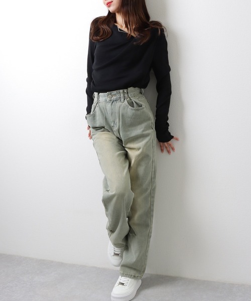 Lace Ladies（レースレディース）の「ソリッドカラー アシンメトリー ドレープ ニット プルオーバー（ニット/セーター・レディース・アイボリー/ブラック/ブルーグレー・M）」の5枚目の写真