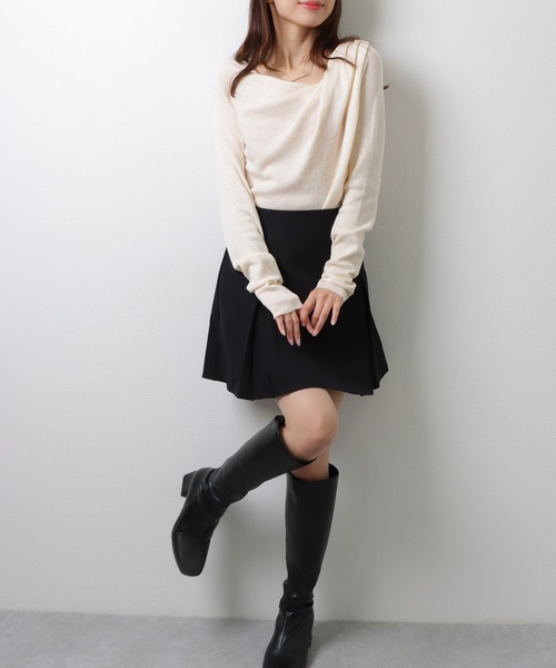 Lace Ladies（レースレディース）の「ソリッドカラー アシンメトリー ドレープ ニット プルオーバー（ニット/セーター・レディース・アイボリー/ブラック/ブルーグレー・M）」の10枚目の写真