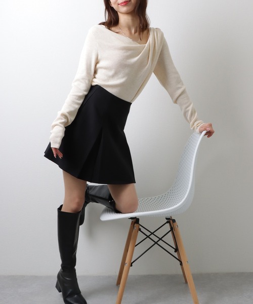 Lace Ladies（レースレディース）の「ソリッドカラー アシンメトリー ドレープ ニット プルオーバー（ニット/セーター・レディース・アイボリー/ブラック/ブルーグレー・M）」の13枚目の写真