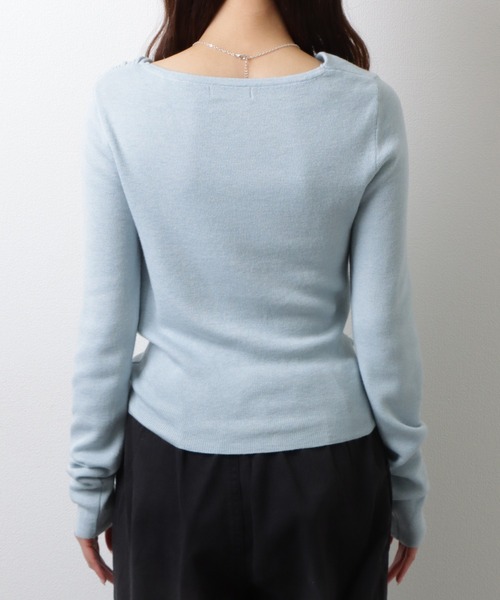 Lace Ladies（レースレディース）の「ソリッドカラー アシンメトリー ドレープ ニット プルオーバー（ニット/セーター・レディース・アイボリー/ブラック/ブルーグレー・M）」の18枚目の写真