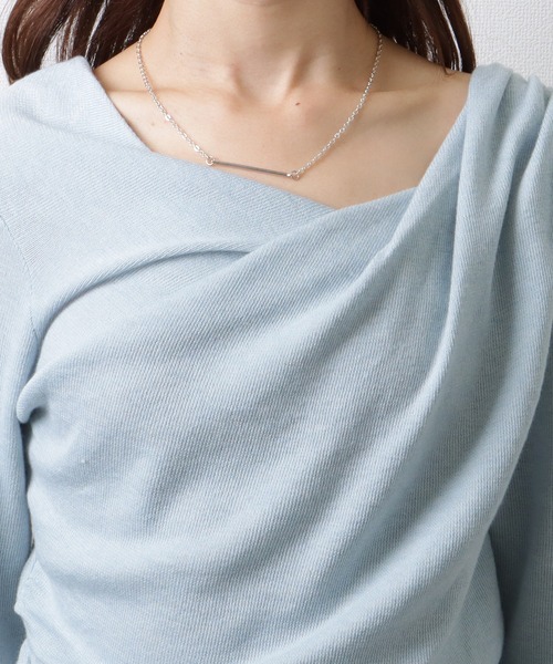 Lace Ladies（レースレディース）の「ソリッドカラー アシンメトリー ドレープ ニット プルオーバー（ニット/セーター・レディース・アイボリー/ブラック/ブルーグレー・M）」の19枚目の写真