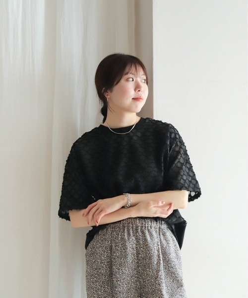 NOMBRE IMPAIR（ノンブルアンペール）の「ツッキリJQ　シアーコンビTEE（Tシャツ/カットソー・レディース・ブラック/ホワイト・FREE）」の18枚目の写真