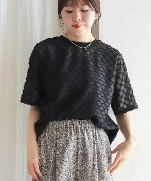 NOMBRE IMPAIR（ノンブルアンペール）の「ツッキリJQ　シアーコンビTEE（Tシャツ/カットソー・レディース・ブラック/ホワイト・FREE）」の19枚目の写真