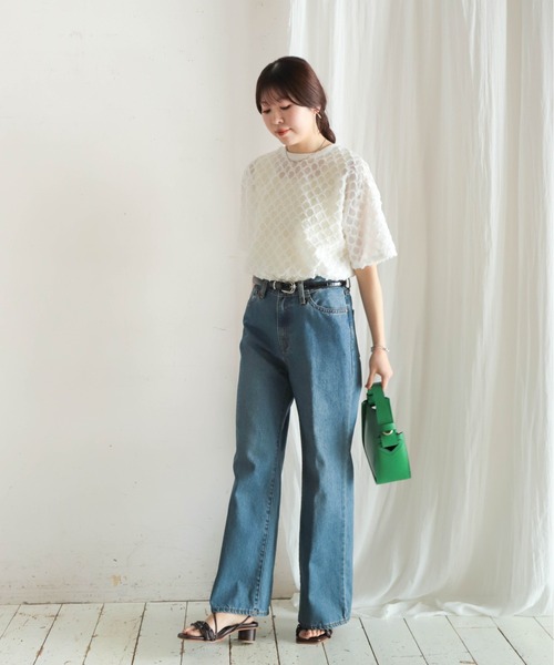 NOMBRE IMPAIR（ノンブルアンペール）の「ツッキリJQ　シアーコンビTEE（Tシャツ/カットソー・レディース・ブラック/ホワイト・FREE）」の4枚目の写真