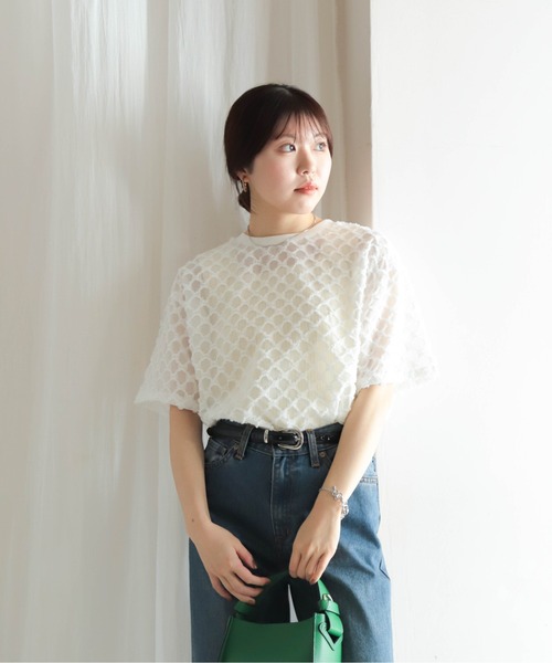 NOMBRE IMPAIR（ノンブルアンペール）の「ツッキリJQ　シアーコンビTEE（Tシャツ/カットソー・レディース・ブラック/ホワイト・FREE）」の8枚目の写真