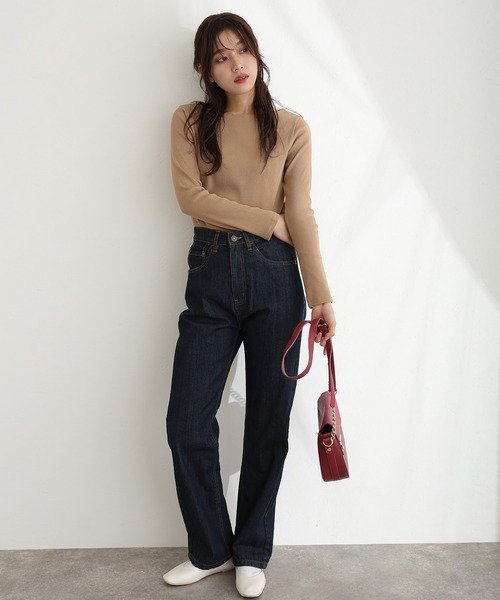 ElegChic(エレグシック)の「2×2リブボートネックニット(ニット/セーター・レディース・ベージュ/オフホワイト/杢グレー/ブラック/カーキ・M/L/XL/XXL/4L)」の13枚目の写真