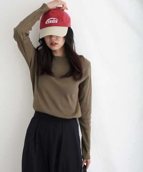 ElegChic(エレグシック)の「2×2リブボートネックニット(ニット/セーター・レディース・ベージュ/オフホワイト/杢グレー/ブラック/カーキ・M/L/XL/XXL/4L)」の14枚目の写真