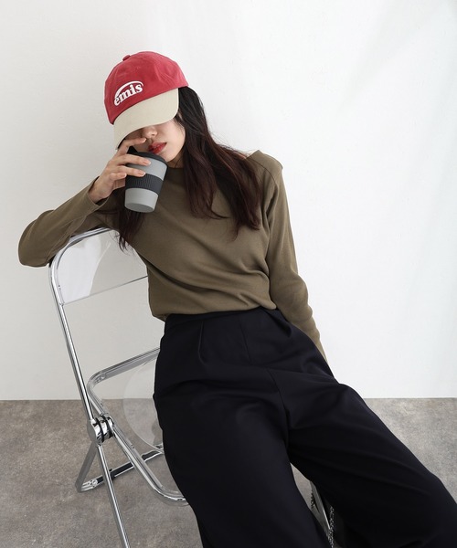 ElegChic(エレグシック)の「2×2リブボートネックニット(ニット/セーター・レディース・ベージュ/オフホワイト/杢グレー/ブラック/カーキ・M/L/XL/XXL/4L)」の17枚目の写真
